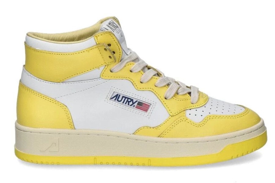 Damen Autry Sneaker | Autry Mid-Cut Sneaker White Yellow Wb23