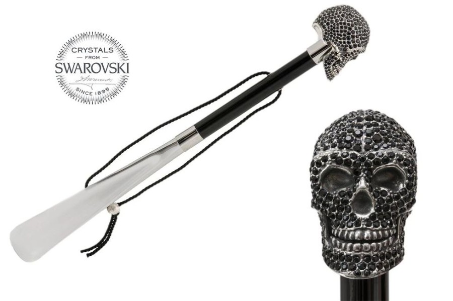 Herren Pasotti Schuhanzieher | Pasotti Schuhanzieher Skull Swarovski Black