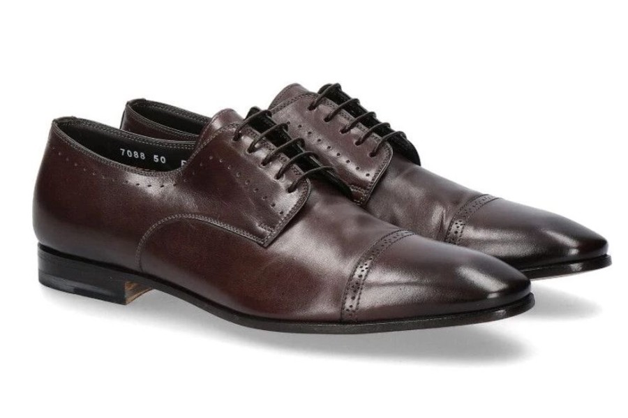 Herren Santoni Schnurer | Santoni Schnu00Fcrer Leather Dark Brown (42)