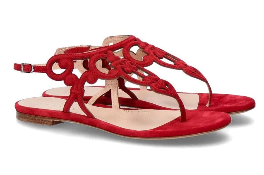 Damen Unu00fctzer Sandalen | Unu00Fctzer Sandale Velour Rosso (37 )