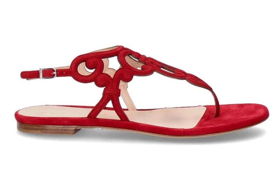 Damen Unu00fctzer Sandalen | Unu00Fctzer Sandale Velour Rosso (37 )