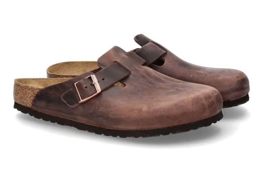 Herren Birkenstock Offene Schuhe | Birkenstock Clogs Boston Normal Habana- Braun