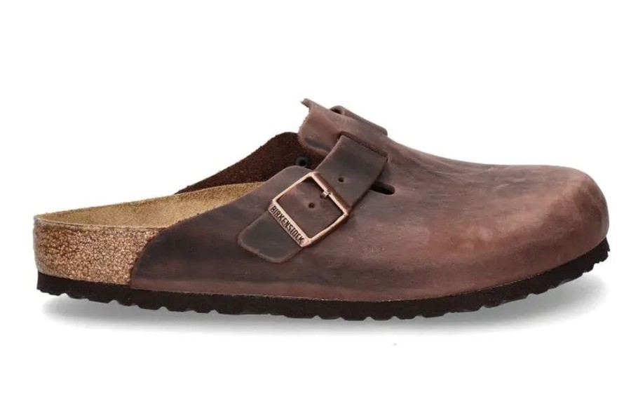 Herren Birkenstock Offene Schuhe | Birkenstock Clogs Boston Normal Habana- Braun