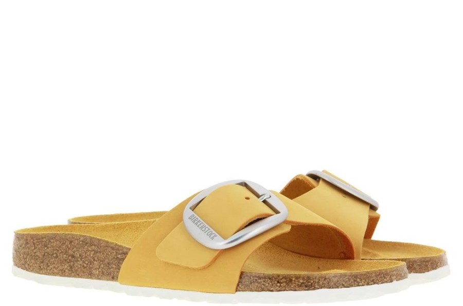 Damen Birkenstock Pantoletten | Birkenstock Pantolette Madrid Big Buckle Schmal Apricot