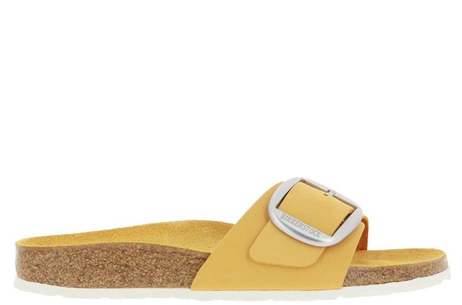 Damen Birkenstock Pantoletten | Birkenstock Pantolette Madrid Big Buckle Schmal Apricot