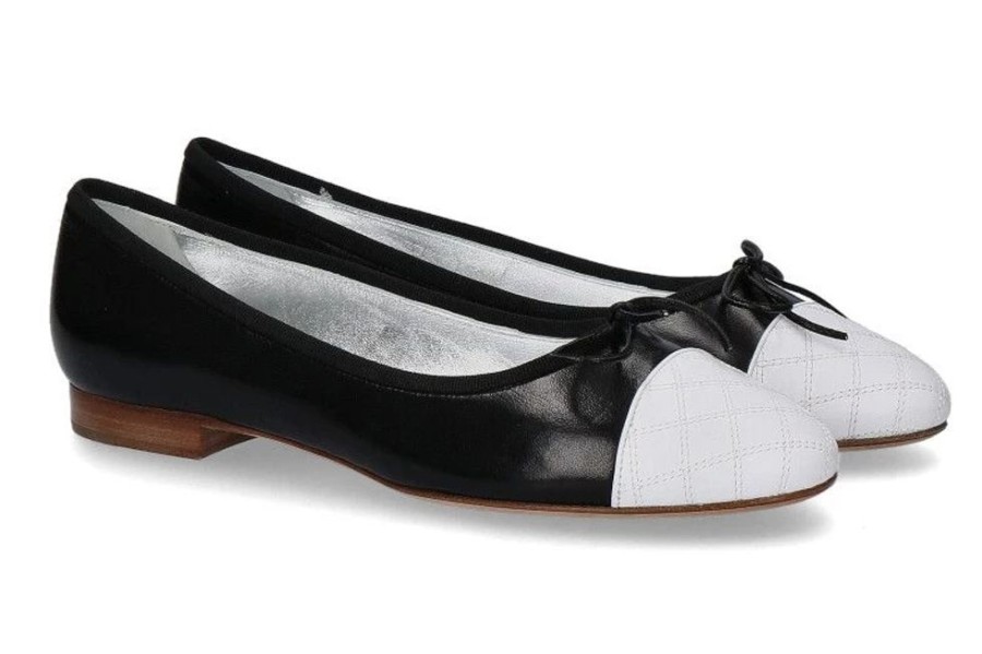 Damen Unu00fctzer Ballerinas | Unu00Fctzer Ballerina Nappa Nera / Nappa Bianca (37 )