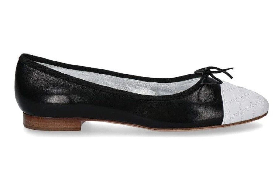 Damen Unu00fctzer Ballerinas | Unu00Fctzer Ballerina Nappa Nera / Nappa Bianca (37 )