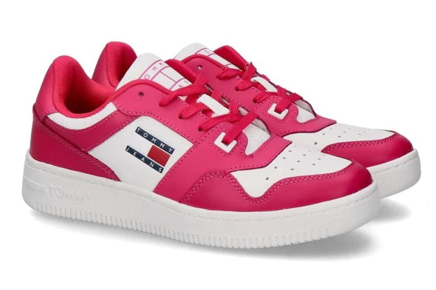 Damen Tommy Hilfiger Sneaker | Tommy Hilfiger Sneaker Retro Basket Gypsy Rose- Weiss/ Pink