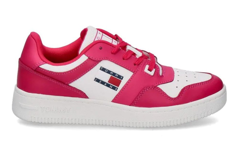 Damen Tommy Hilfiger Sneaker | Tommy Hilfiger Sneaker Retro Basket Gypsy Rose- Weiss/ Pink