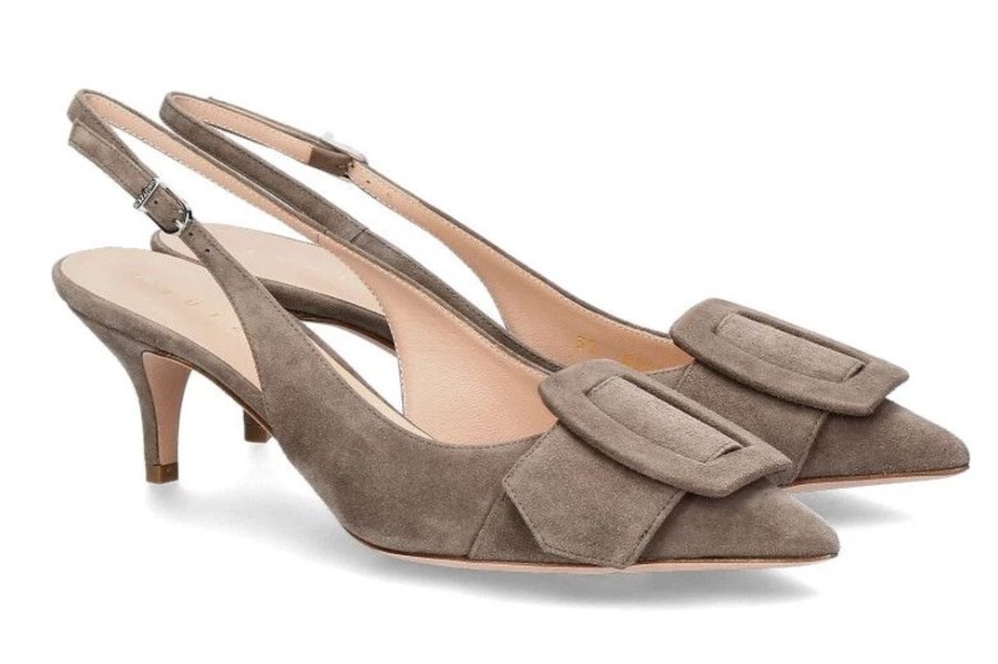 Damen Unu00fctzer Sandalen | Unu00Fctzer Slingpumps Camoscio 87 Taupe (37U00Bd)