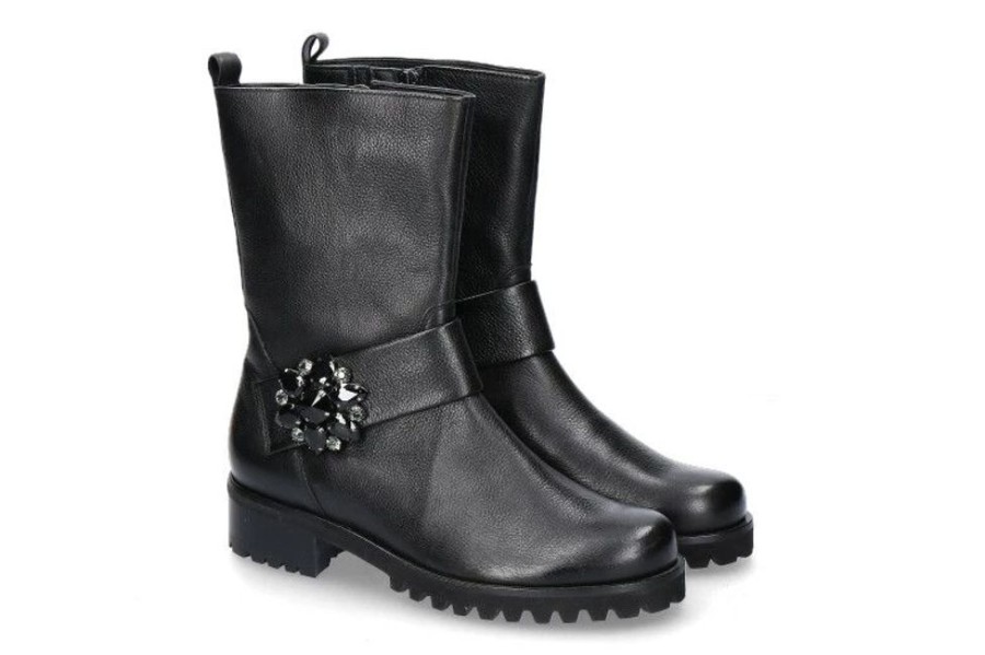 Damen Hassia Stiefel | Hassia Stiefelette Amsterdam H-Weite Foulardcalf Black (39)