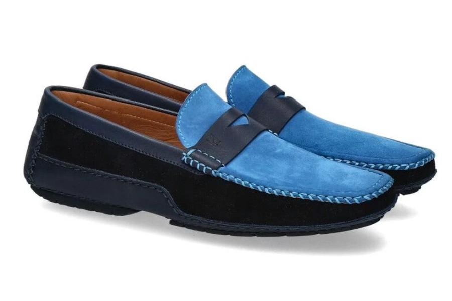 Herren Moreschi Mokassins | Moreschi Slipper Baviera Blu Scuro