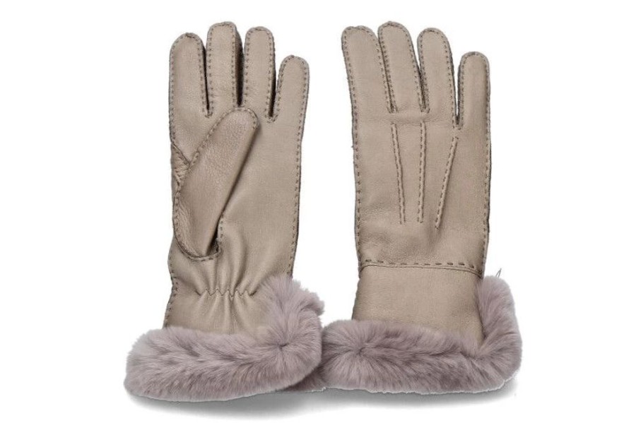 Damen Restelli Handschuhe | Restelli Damen-Lederhandschuhe Nappa Rabbit- Taupe/ Grau