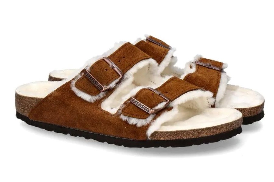 Damen Birkenstock Warmfutter | Birkenstock Pantolette Arizona Fell Schmal Veloursleder Mink (37 )