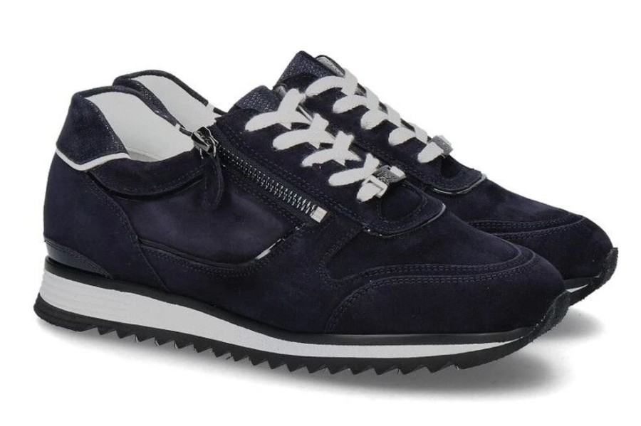 Damen Hassia Sneaker | Hassia Sneaker Porto H-Weite Samtziege Blue White