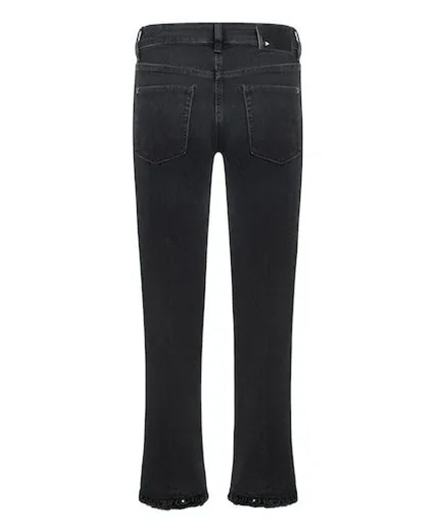 Damen Cambio Jeans | Cambio Jeans Paris Easy Kick Authentic Black Denim - Mid Cozy Used & Fringed