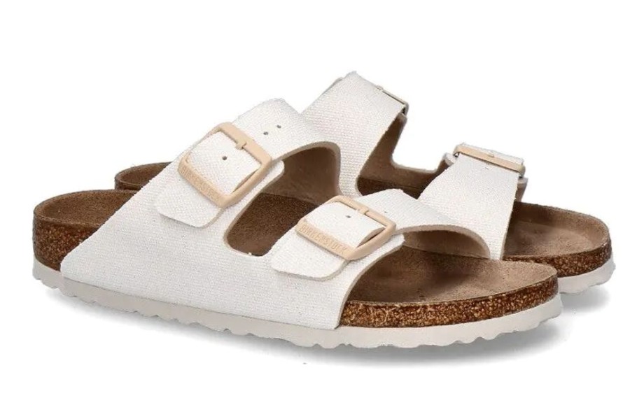 Damen Birkenstock Hausschuhe | Birkenstock Pantolette Arizona Rivet Logo Schmale Weite Eggshell