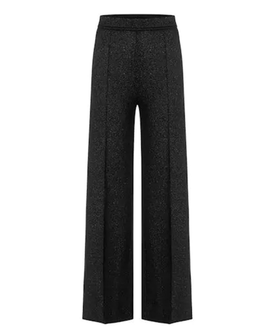 Damen Cambio Hosen | Cambio Hose Ava Cozy Glittering Knit Look- Jersey Black