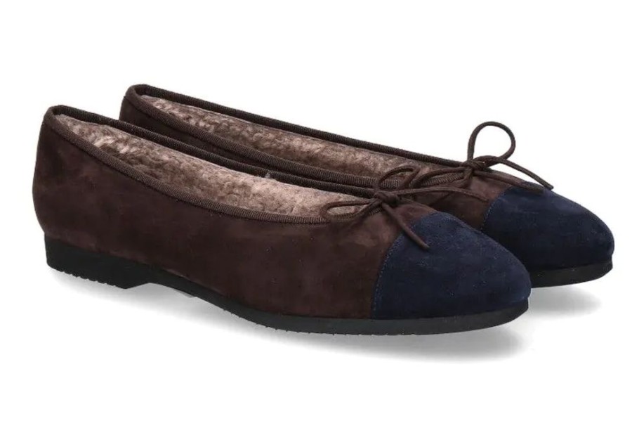 Damen Unu00fctzer Ballerinas | Unu00Fctzer Ballerina Gefu00Fcttert Camoscio Navy Nutria