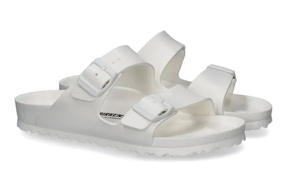 Damen Birkenstock Hausschuhe | Birkenstock Badepantolette Arizona Schmal Eva White