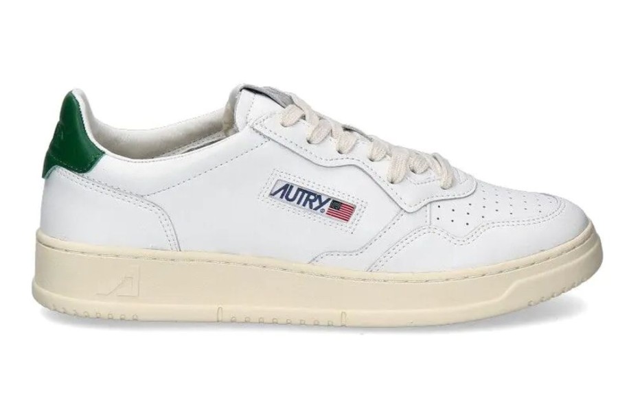 Herren Autry Sneakers | Autry Herren- Sneaker Medalist Leather Ll20- Weiss/ Gru00Fcn