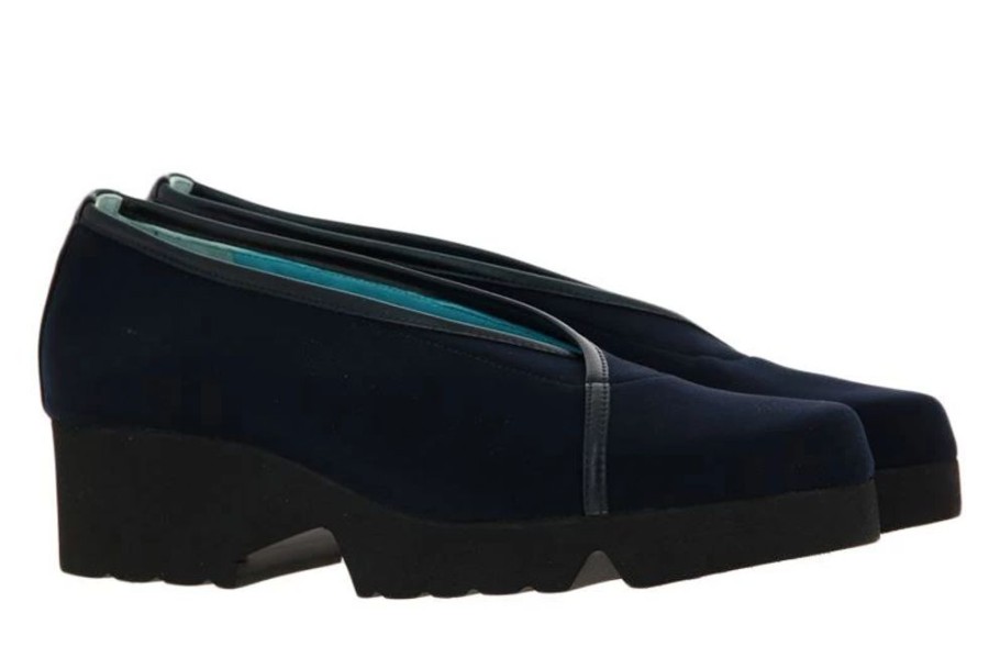 Damen Thierry Rabotin Keilschuhe | Thierry Rabotin Slipper Dorcas Nappa Nero Seta Blu (37U00Bd)