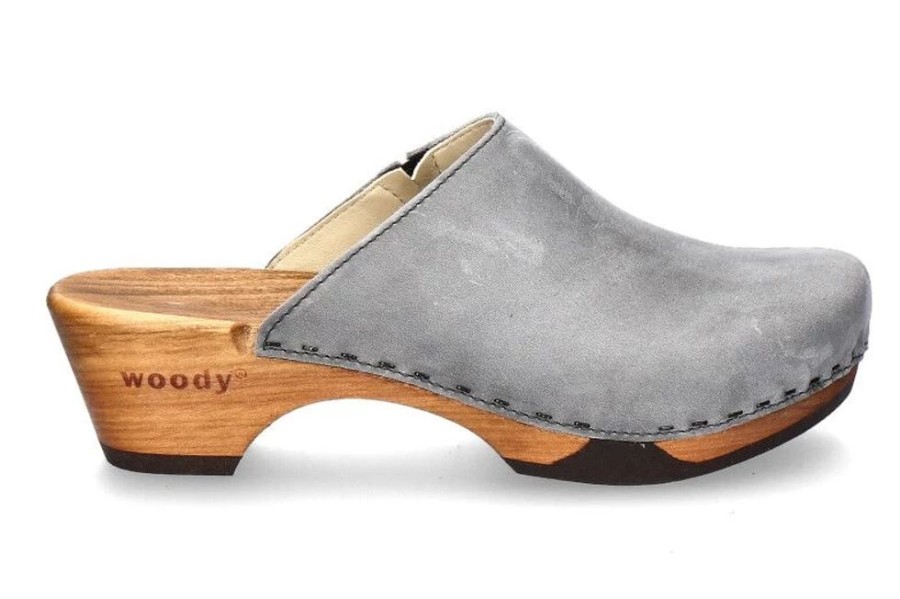 Damen woody Hausschuhe | Woody Holzclogs Katharina Fettleder Jeans