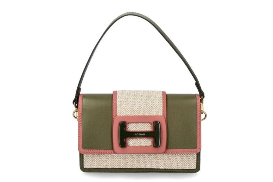 Damen Hogan Taschen | Hogan Tasche Tracolla Rett Rafia Khaki