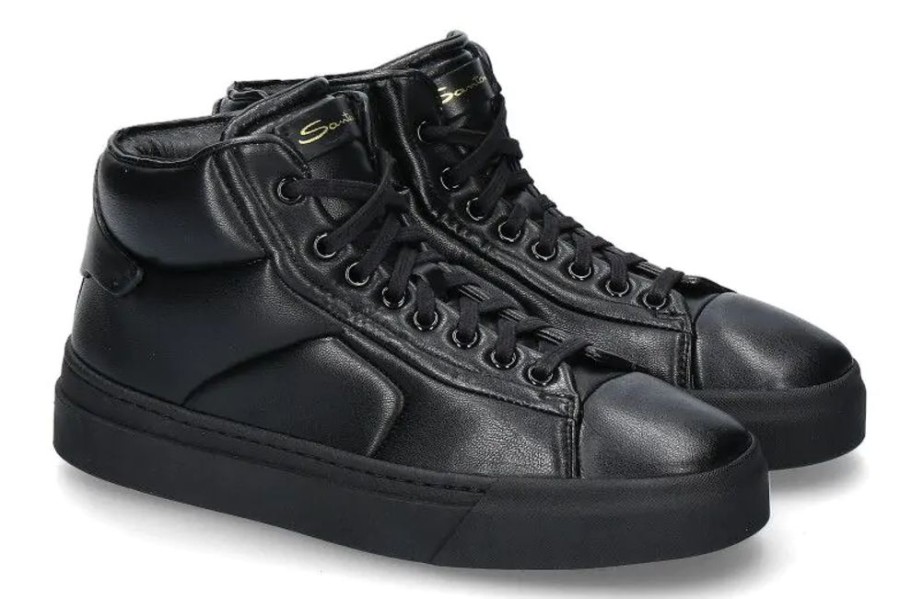 Damen Santoni Sneaker | Santoni Damen- Mid-Cut Nappa Nero- Schwarz