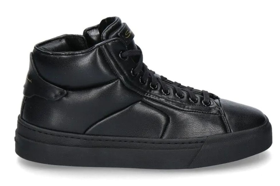 Damen Santoni Sneaker | Santoni Damen- Mid-Cut Nappa Nero- Schwarz