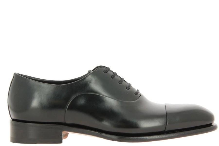 Herren Santoni Schnurer | Santoni Schnu00Fcrer Leather Black Dn01