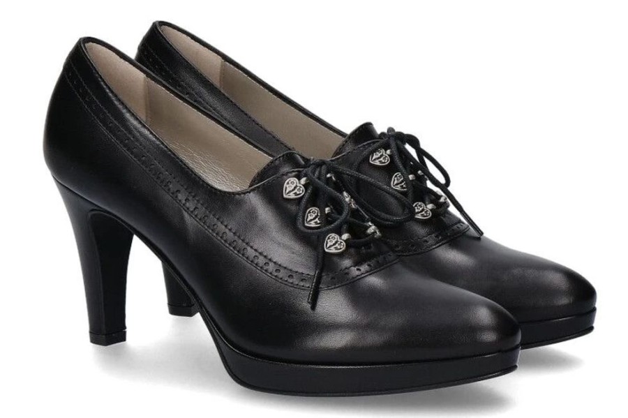 Damen dirndl + bua Dirndl Schuhe | Dirndl + Bua Schnu00Fcrpumps Ziegennappa Schwarz (36)