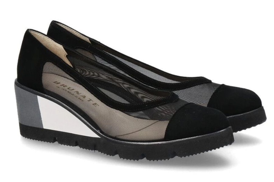 Damen Brunate Keilschuhe | Brunate Keilslipper Nabru Camoscio Nero