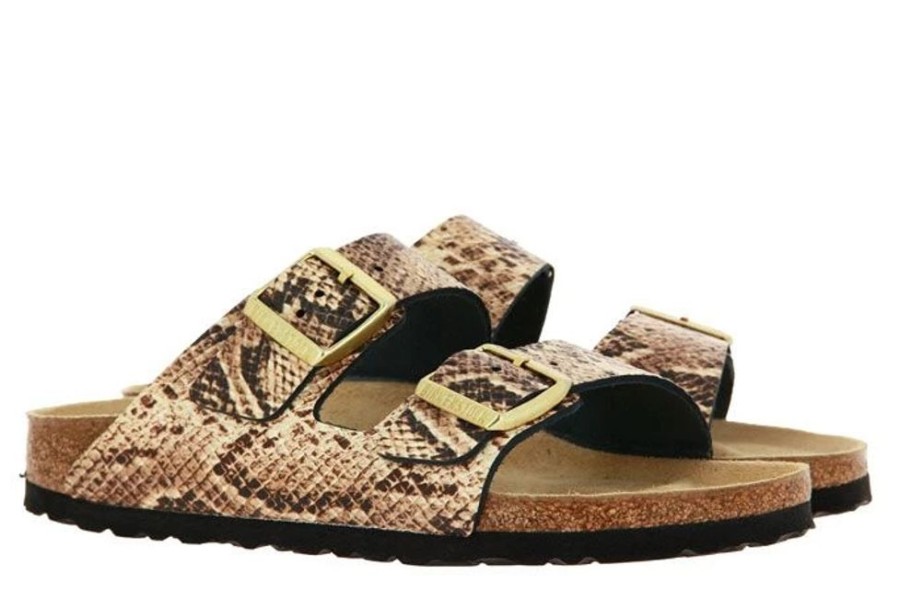 Damen Birkenstock Sandalen | Birkenstock Sandalen Arizona Schmal Bs Snake Beige (36)