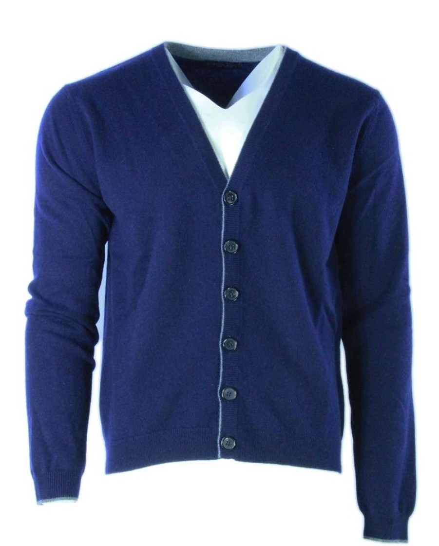 Herren Buxton Street Westen | Buxton Street Cardigan Cashmere Midnight (48)