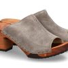 Damen woody Pantoletten | Woody Holzpantolette Elly Velour Sand