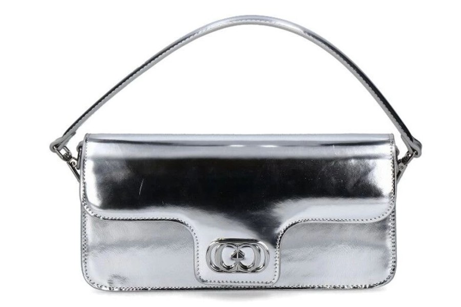 Damen La Carrie Taschen | La Carrie Abendtasche Shiny Baguette Leather Silver