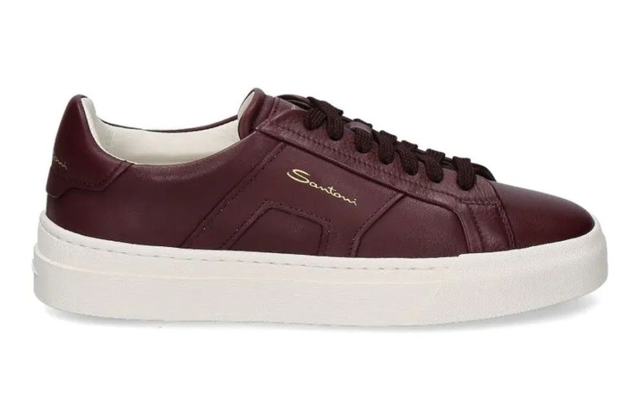 Damen Santoni Sneaker | Santoni Damen- Sneaker Double Buckle- Bordo