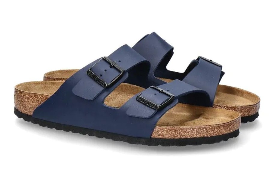 Herren Birkenstock Offene Schuhe | Birkenstock Pantolette Arizona Normal Blau (46)