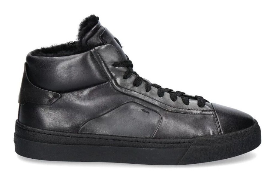 Herren Santoni Warmgefuttert | Santoni Sneaker Gefu00Fcttert Black Grey