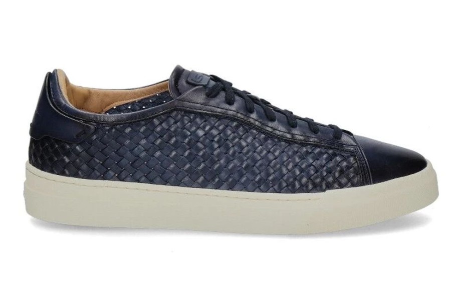 Herren Santoni Sneakers | Santoni Sneaker Intrecciato Blu