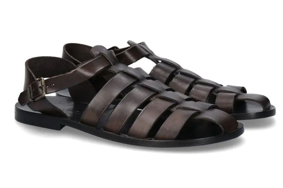 Herren Emozioni Offene Schuhe | Emozioni Gladiator Sandale Black Antik