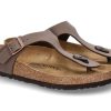 Herren Birkenstock Offene Schuhe | Birkenstock Pantolette Schmal Gizeh Nubuk Mocca (42)