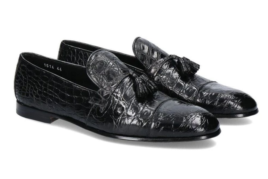 Herren Doucal's Slippers | Doucal'S Loafer Real Crocodile Burn Nero