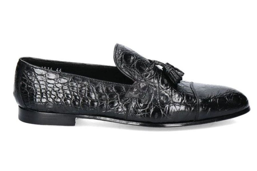 Herren Doucal's Slippers | Doucal'S Loafer Real Crocodile Burn Nero