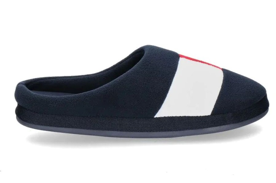 Herren Tommy Hilfiger Hausschuhe | Tommy Hilfiger Hausschuhe Herren Flag Homeslipper -Dunkelblau