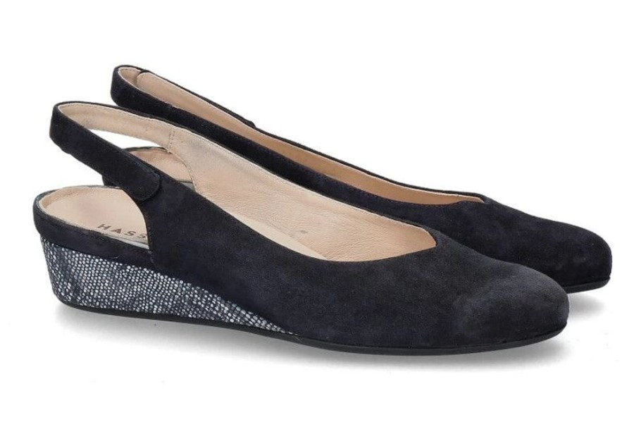 Damen Hassia Keilschuhe | Hassia Keilsandale Nizza Samtziege Ocean (37 )