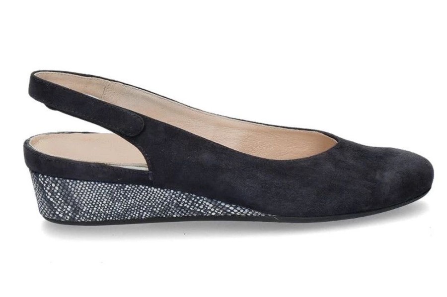 Damen Hassia Keilschuhe | Hassia Keilsandale Nizza Samtziege Ocean (37 )