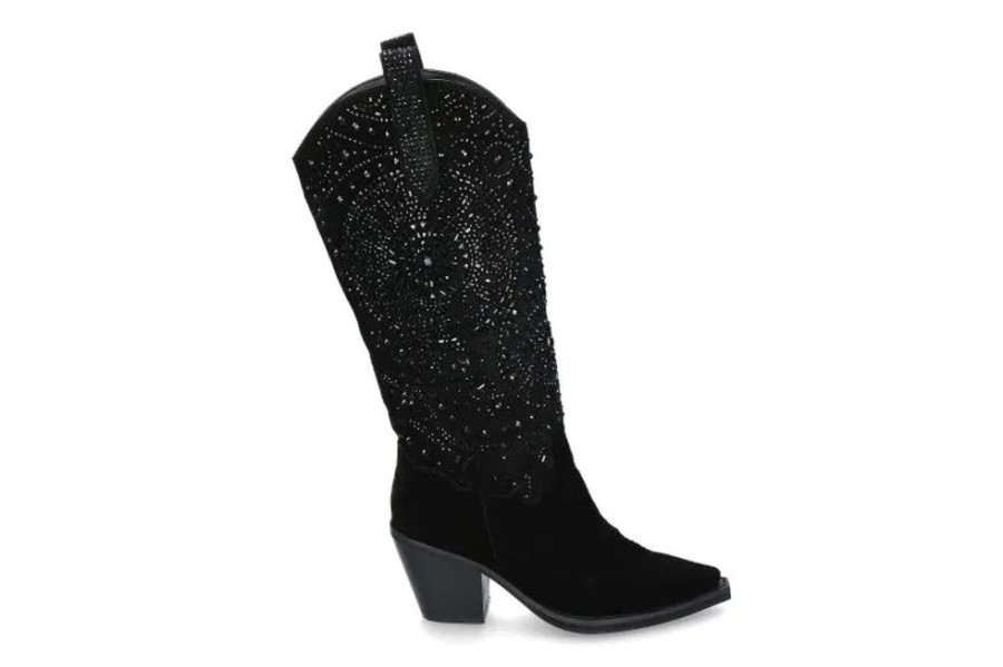 Damen Alma en pena Stiefel | Alma En Pena Cowboy Boots Crosta Black Strass- Schwarz