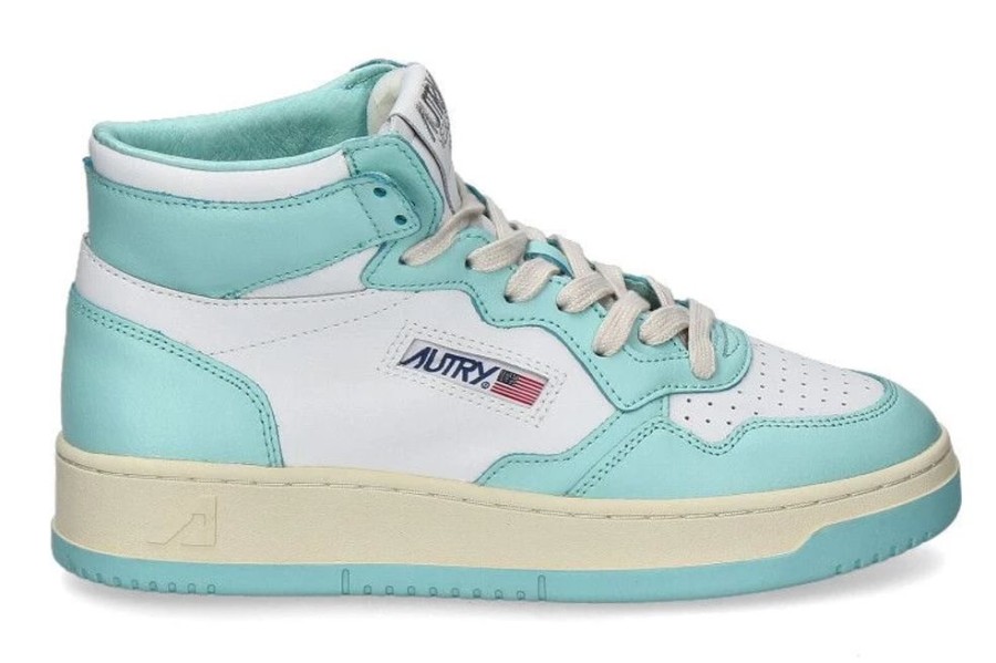 Damen Autry Sneaker | Autry Mid-Cut Sneaker White Turquoise Wb20